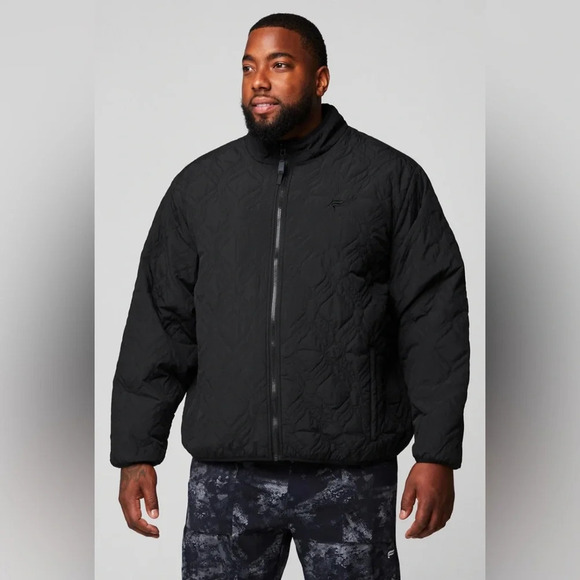 Fabletics Men’s Black and Blue Quilted Reversible Jacket XXL - Picture 1 of 12